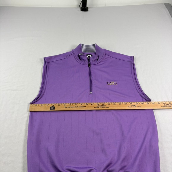 LSU Tigers FootJoy Vest Mens Small Purple 1/4 Zip Pullover Sweater Performance - Picture 4 of 9
